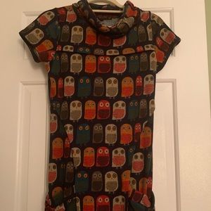 Owl print sweater dress